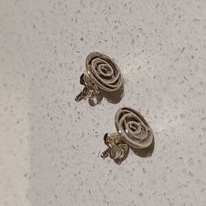 Vintage silver rose studs